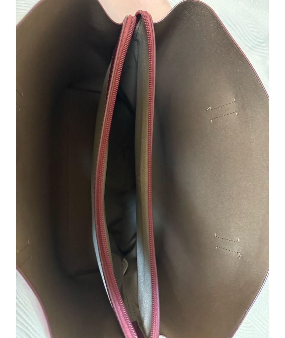 FURLA Бордовая кожаная сумка с короткими ручками, фото 4