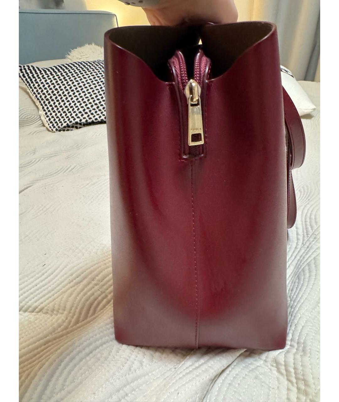 FURLA Бордовая кожаная сумка с короткими ручками, фото 3