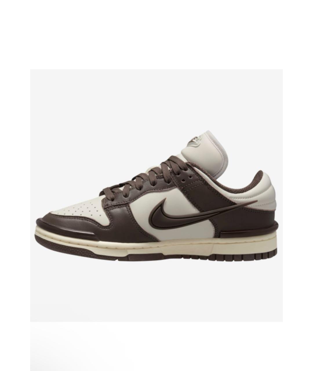 NIKE Коричневые кожаные кроссовки, фото 5