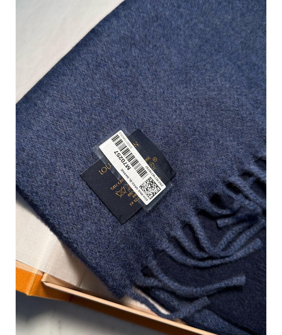 LOUIS VUITTON Темно-синий кашемировый шарф, фото 2