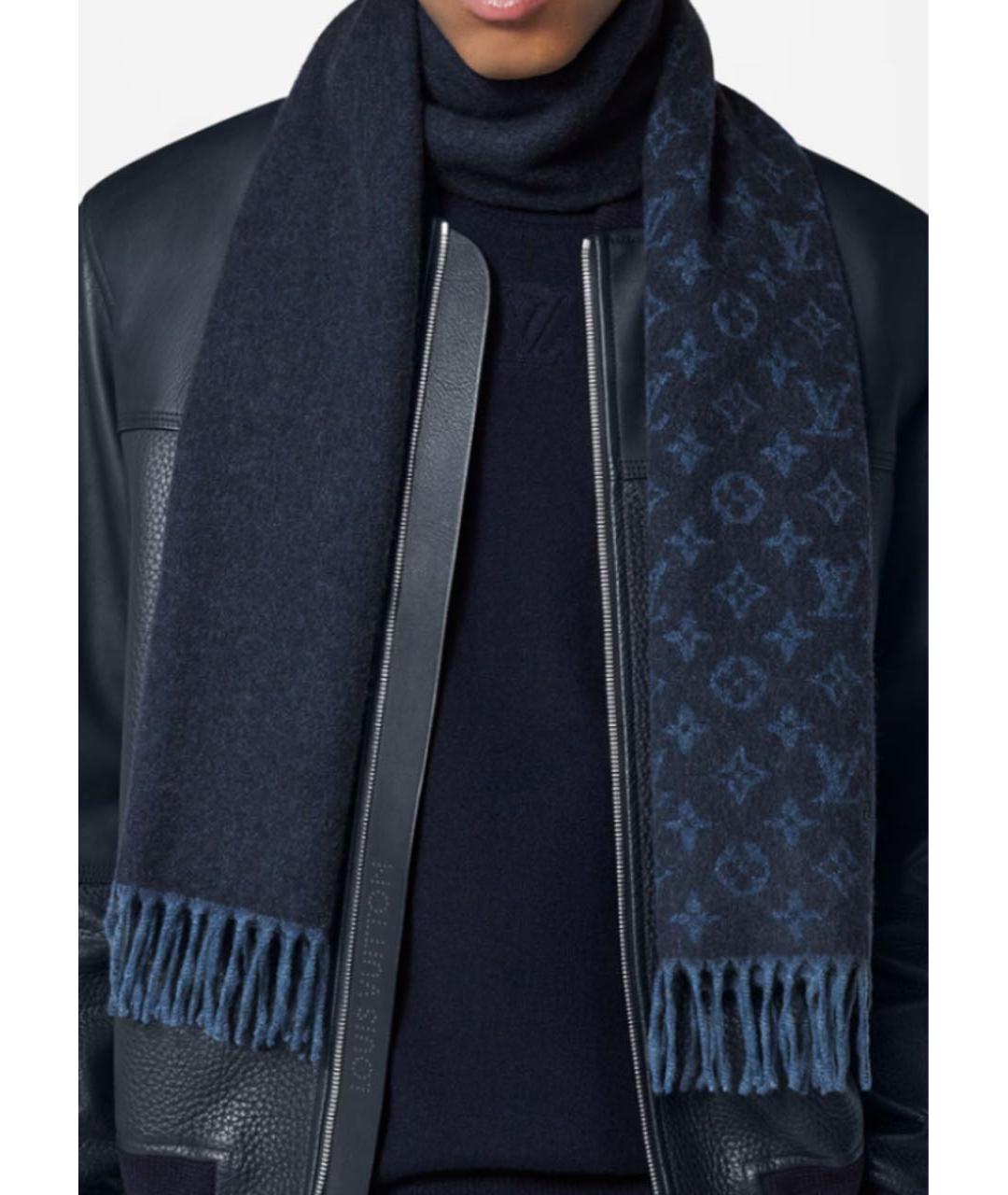 LOUIS VUITTON Темно-синий кашемировый шарф, фото 3