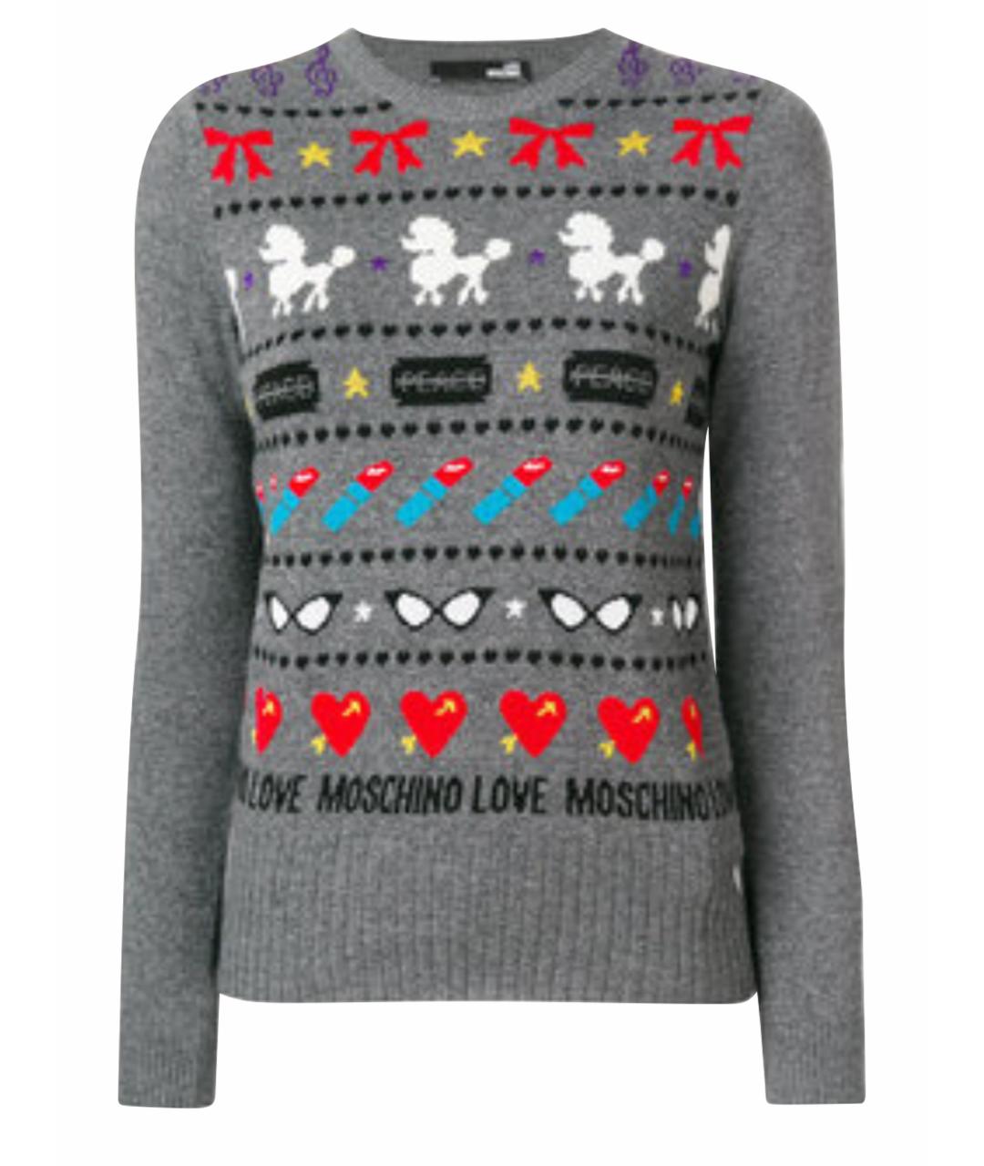 LOVE MOSCHINO Серый шерстяной джемпер / свитер, фото 1