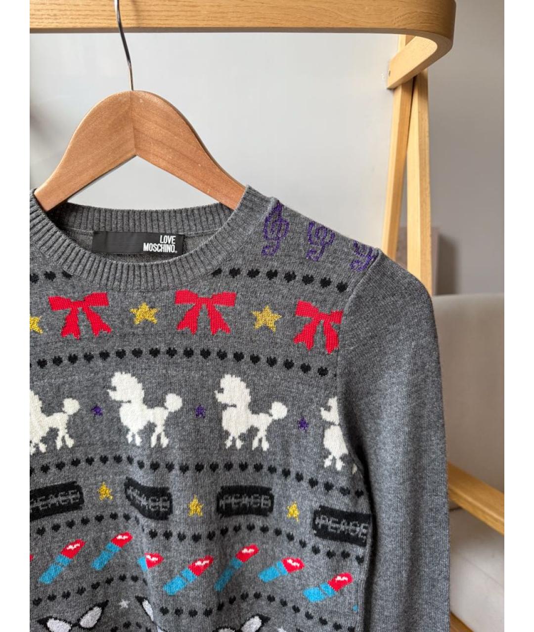 LOVE MOSCHINO Серый шерстяной джемпер / свитер, фото 4
