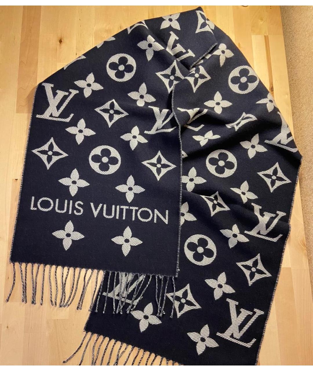 LOUIS VUITTON Черный шерстяной шарф, фото 2