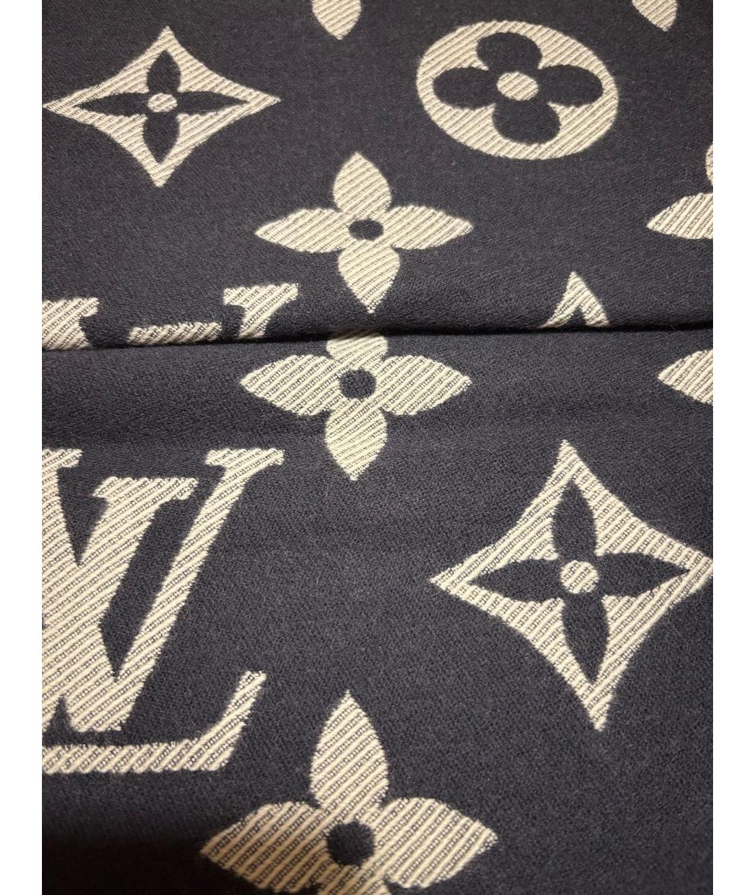 LOUIS VUITTON Черный шерстяной шарф, фото 3