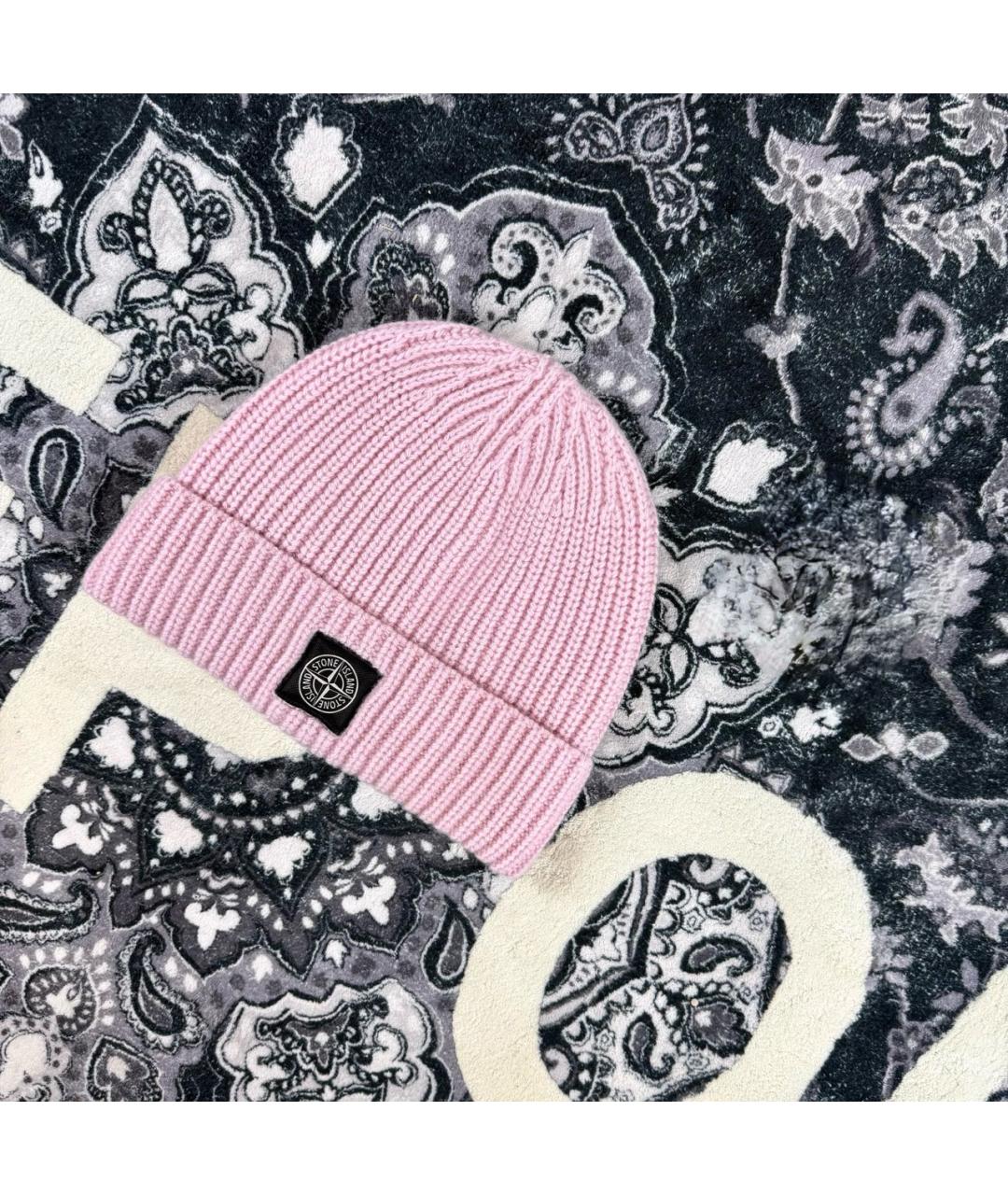 STONE ISLAND Розовая шерстяная шапка, фото 2