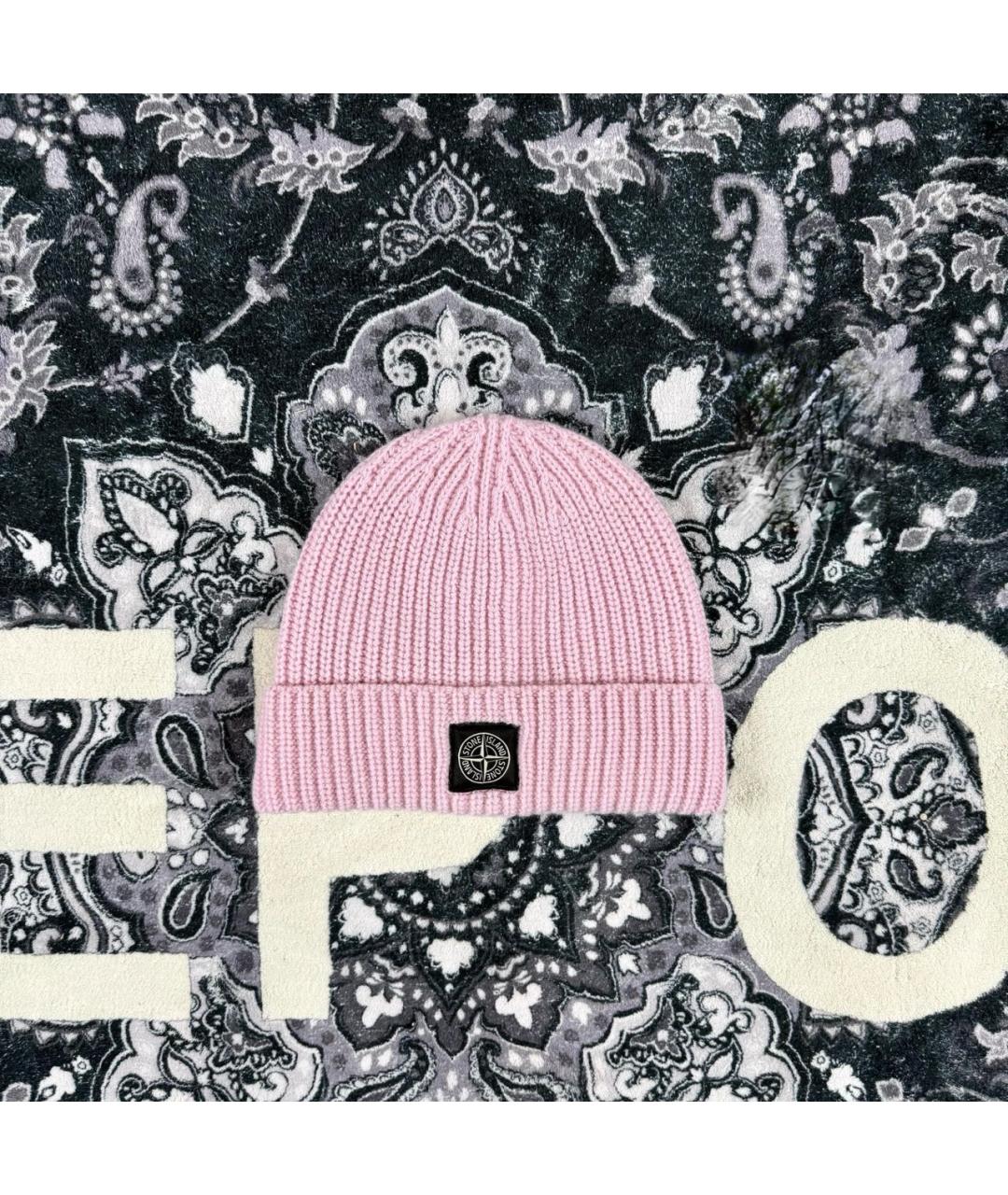 STONE ISLAND Розовая шерстяная шапка, фото 6