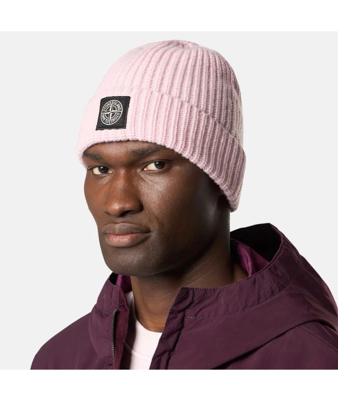 STONE ISLAND Розовая шерстяная шапка, фото 4