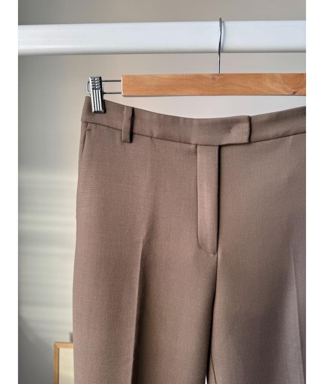 12 STOREEZ Коричневые шерстяные прямые брюки, фото 5