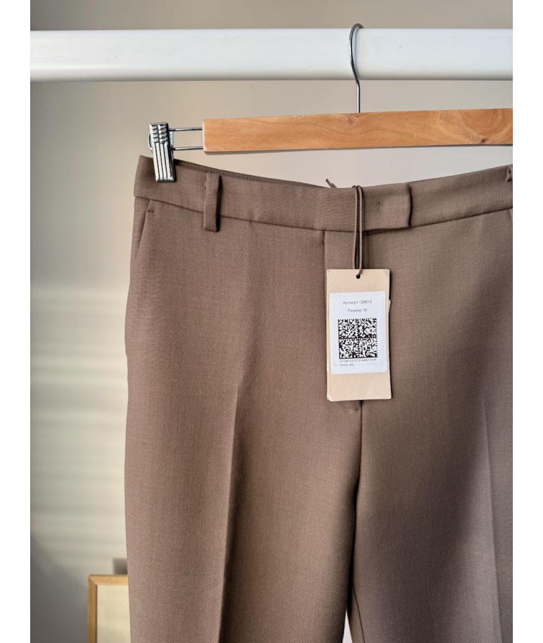 12 STOREEZ Коричневые шерстяные прямые брюки, фото 4
