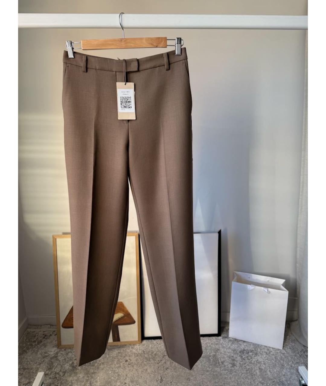 12 STOREEZ Коричневые шерстяные прямые брюки, фото 8