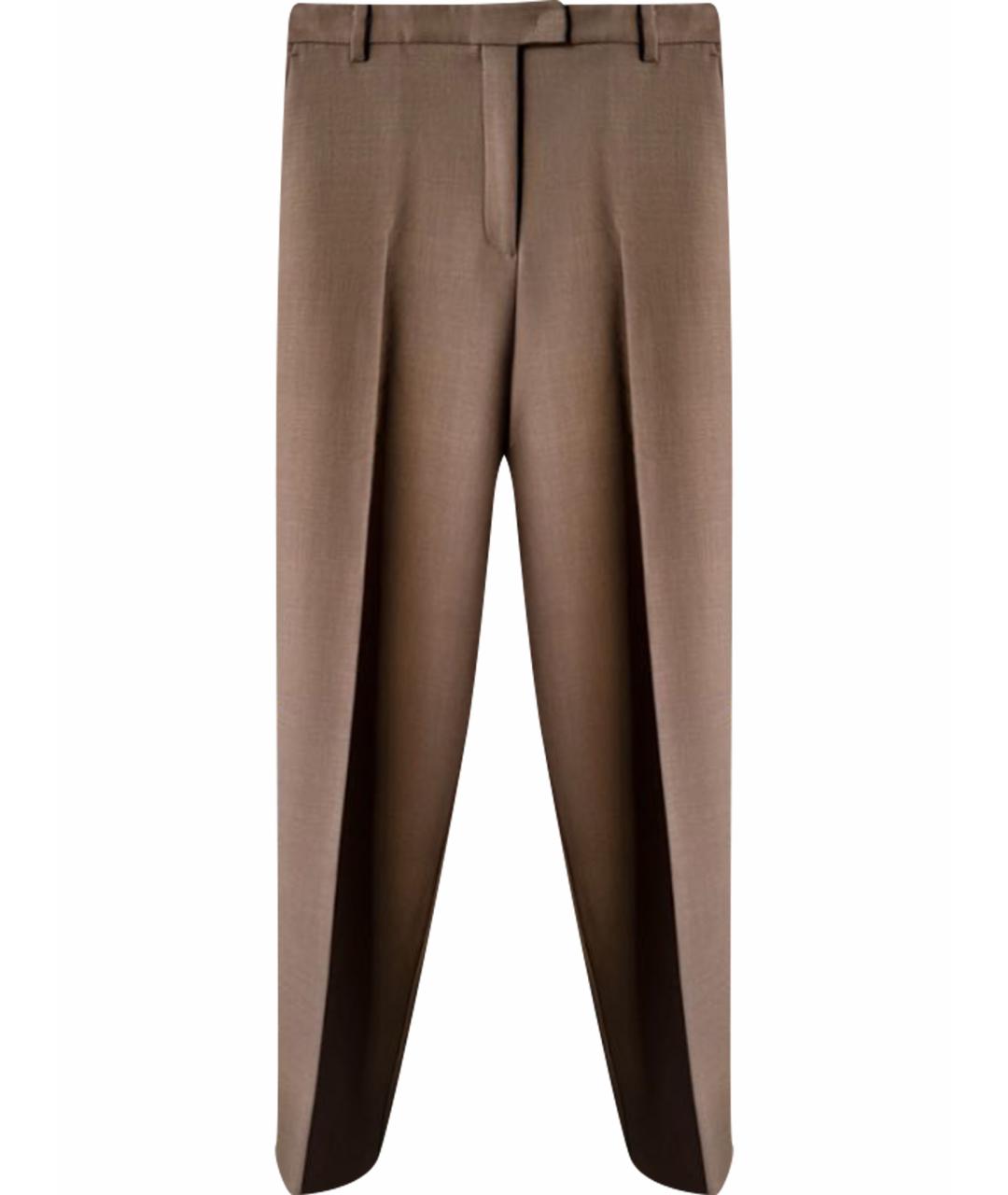 12 STOREEZ Коричневые шерстяные прямые брюки, фото 1