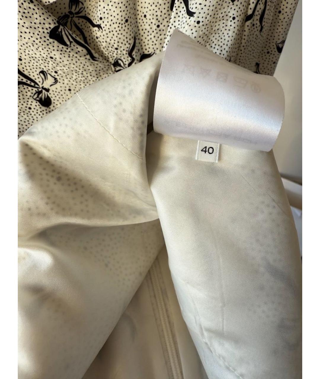 ALESSANDRA RICH Белое шелковое повседневное платье, фото 6