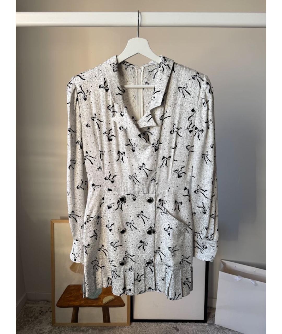 ALESSANDRA RICH Белое шелковое повседневное платье, фото 7