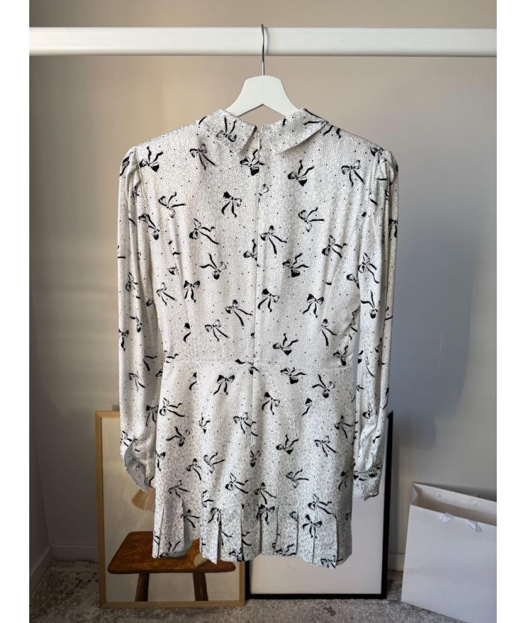 ALESSANDRA RICH Белое шелковое повседневное платье, фото 2