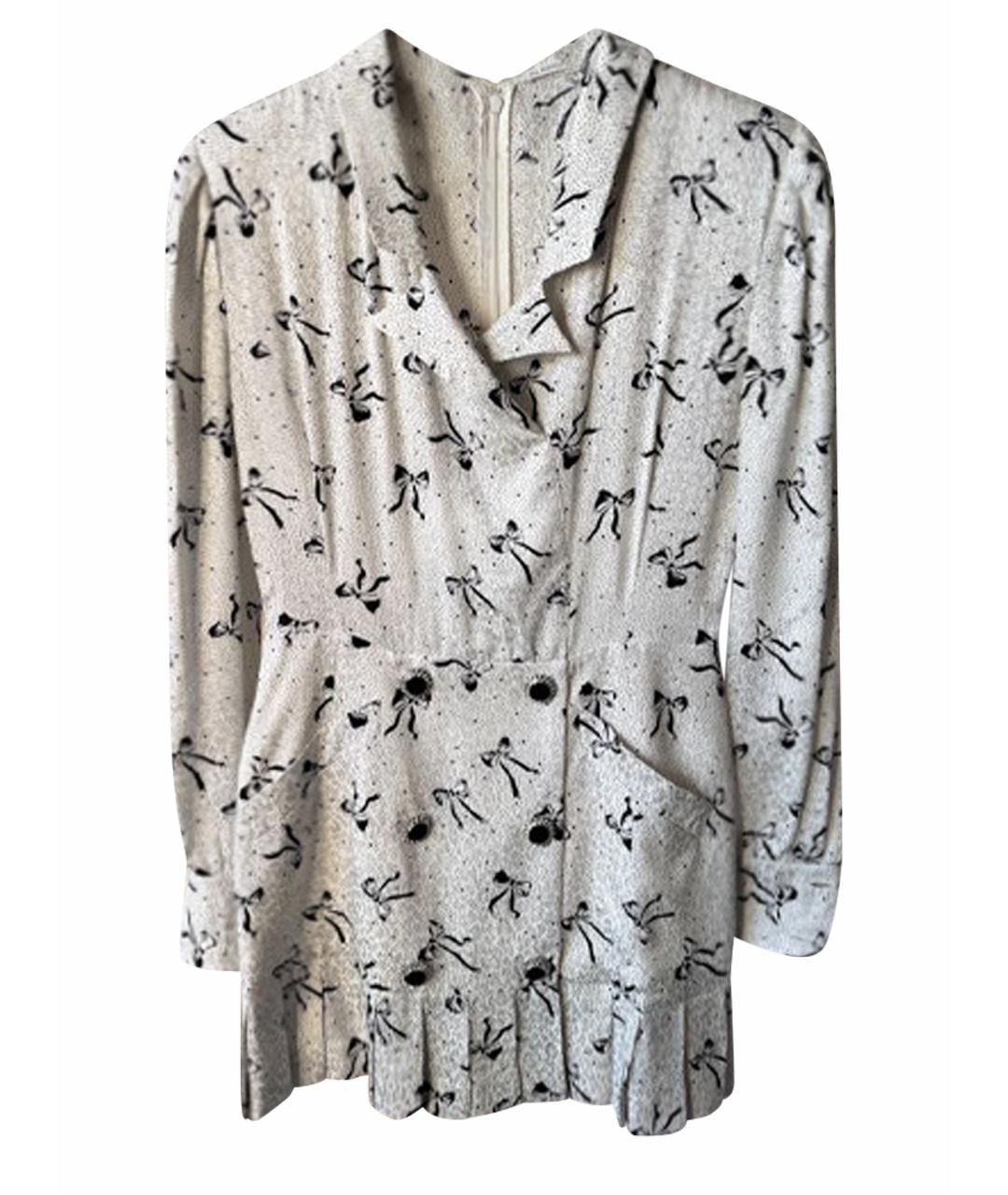 ALESSANDRA RICH Белое шелковое повседневное платье, фото 1