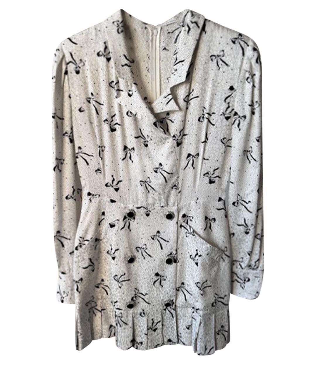 ALESSANDRA RICH Белое шелковое повседневное платье, фото 8