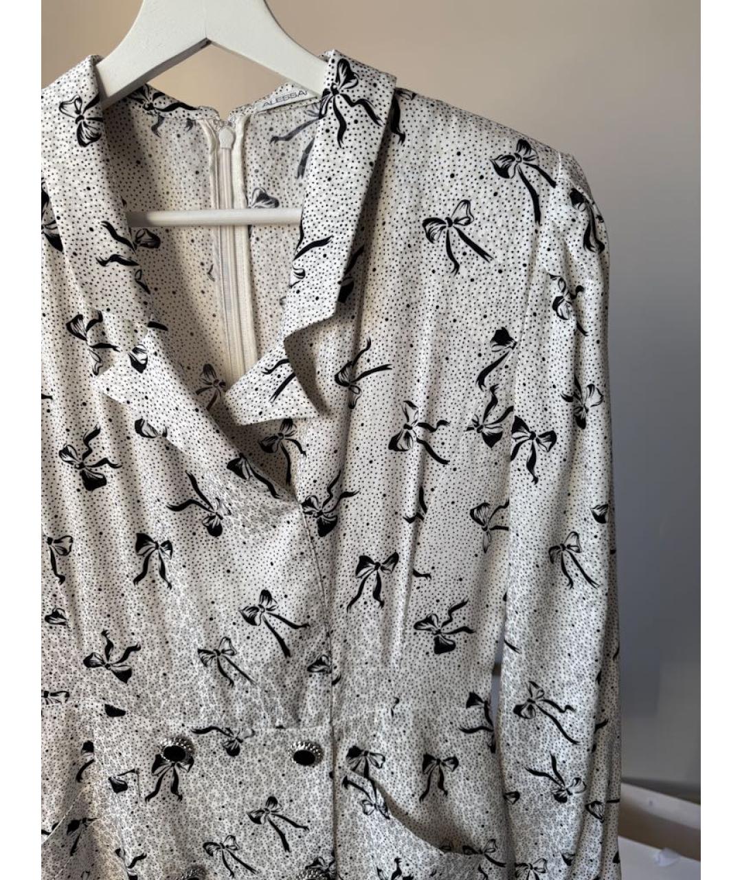 ALESSANDRA RICH Белое шелковое повседневное платье, фото 4