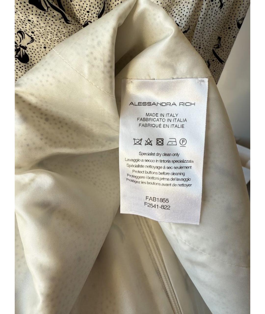 ALESSANDRA RICH Белое шелковое повседневное платье, фото 5
