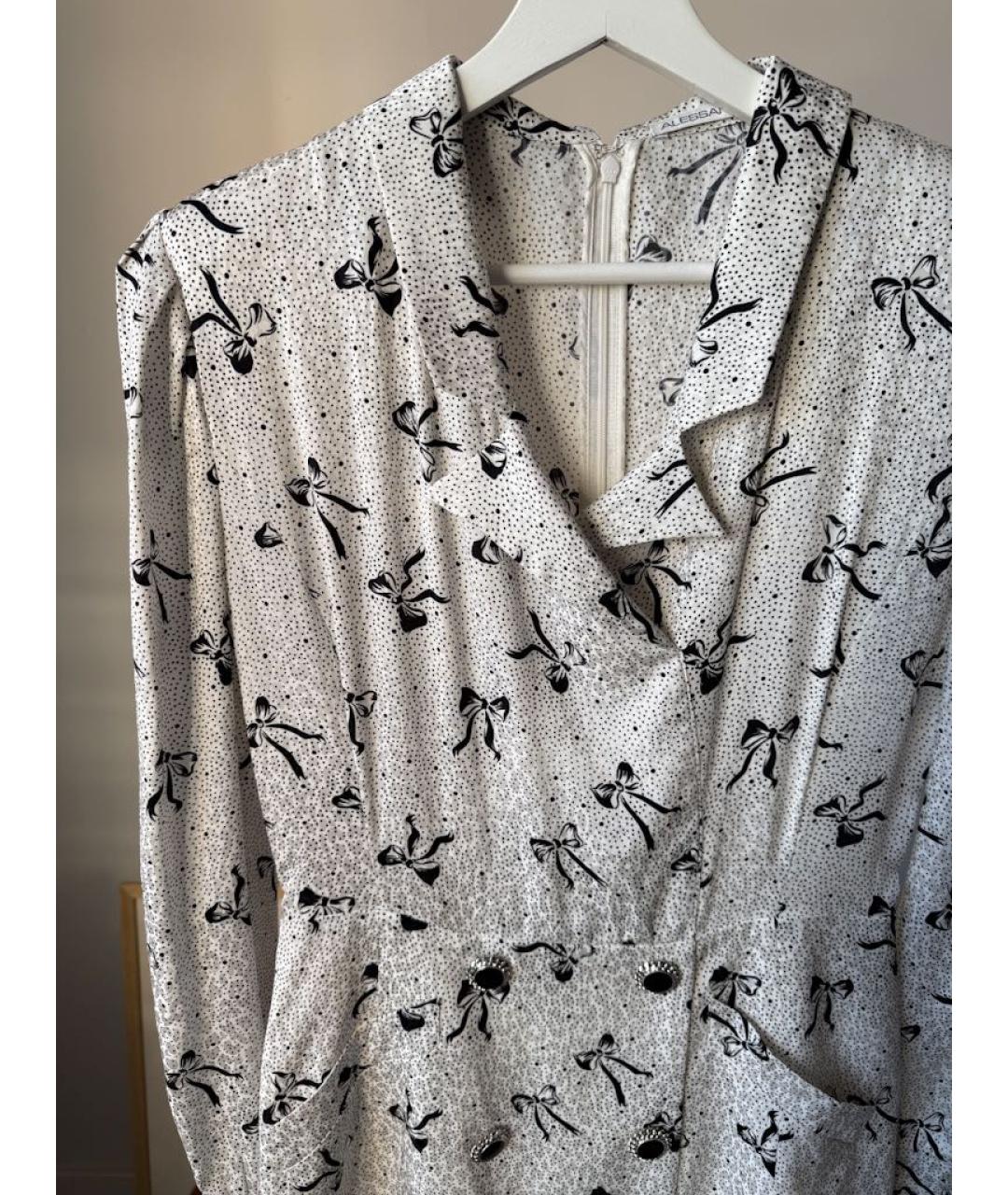 ALESSANDRA RICH Белое шелковое повседневное платье, фото 3