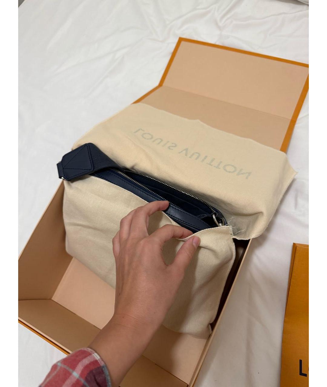 LOUIS VUITTON Темно-синяя кожаная сумка на плечо, фото 8