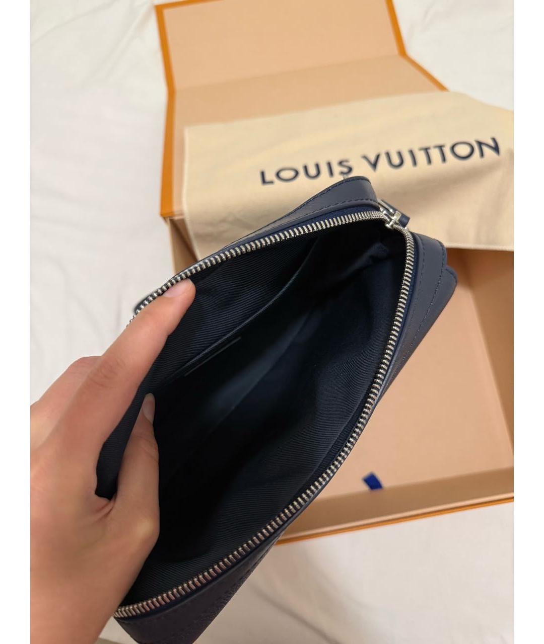 LOUIS VUITTON Темно-синяя кожаная сумка на плечо, фото 5