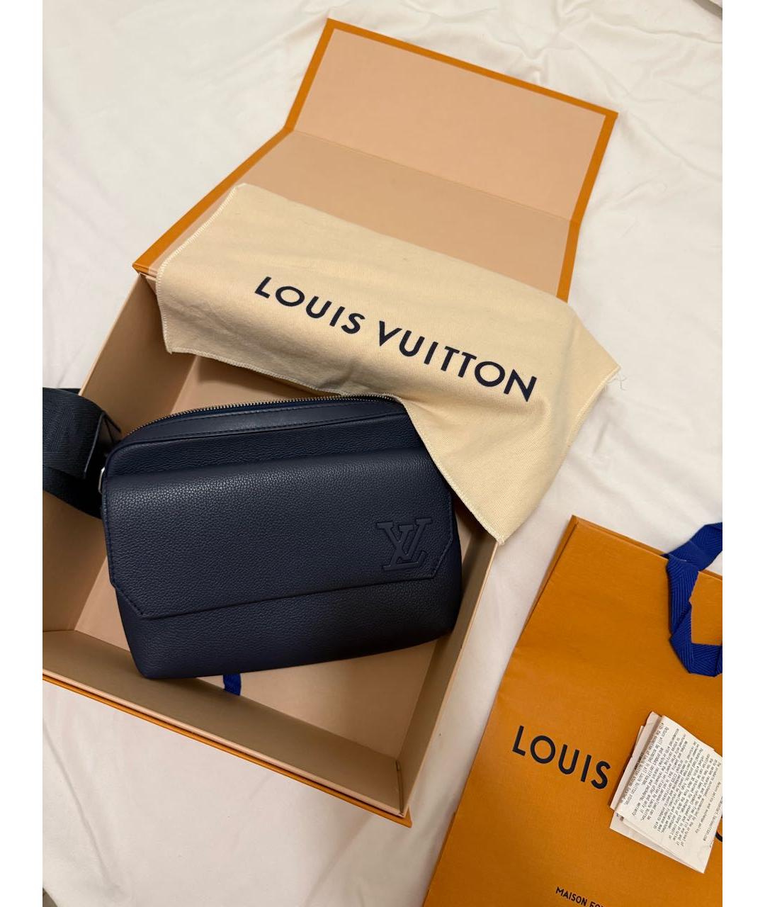 LOUIS VUITTON Темно-синяя кожаная сумка на плечо, фото 9