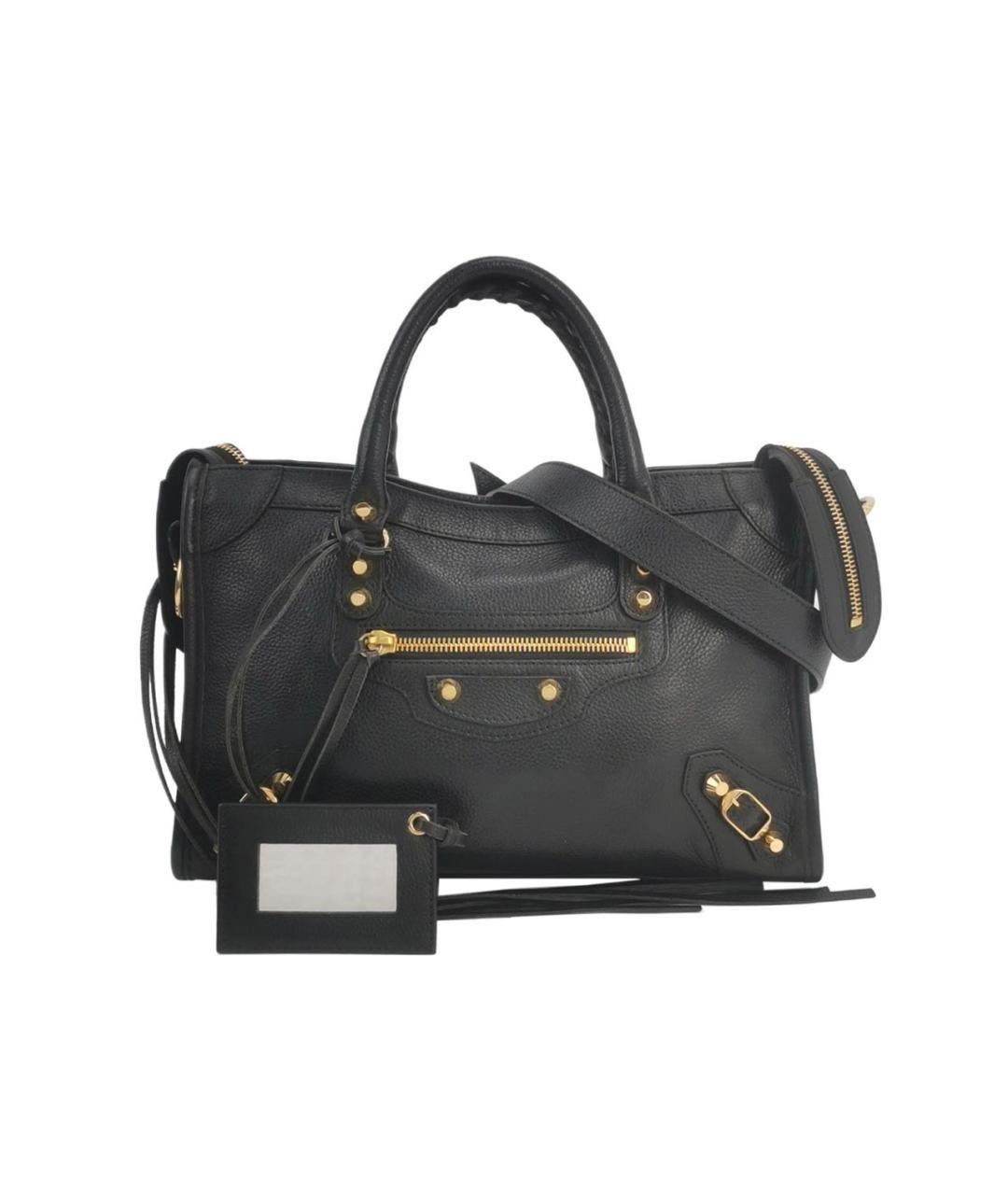 BALENCIAGA Черная кожаная сумка с короткими ручками, фото 1