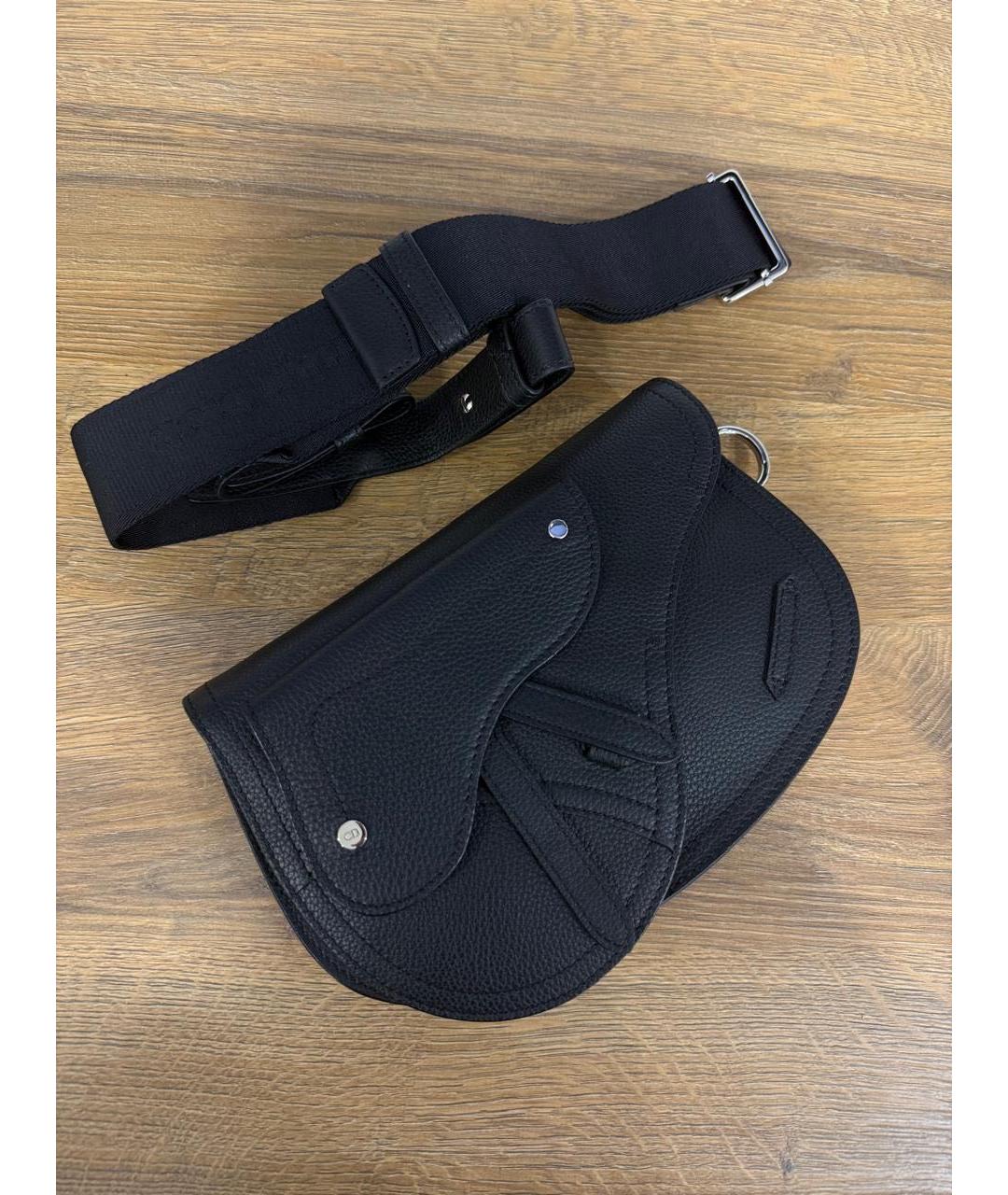 CHRISTIAN DIOR Черная кожаная сумка на плечо, фото 2