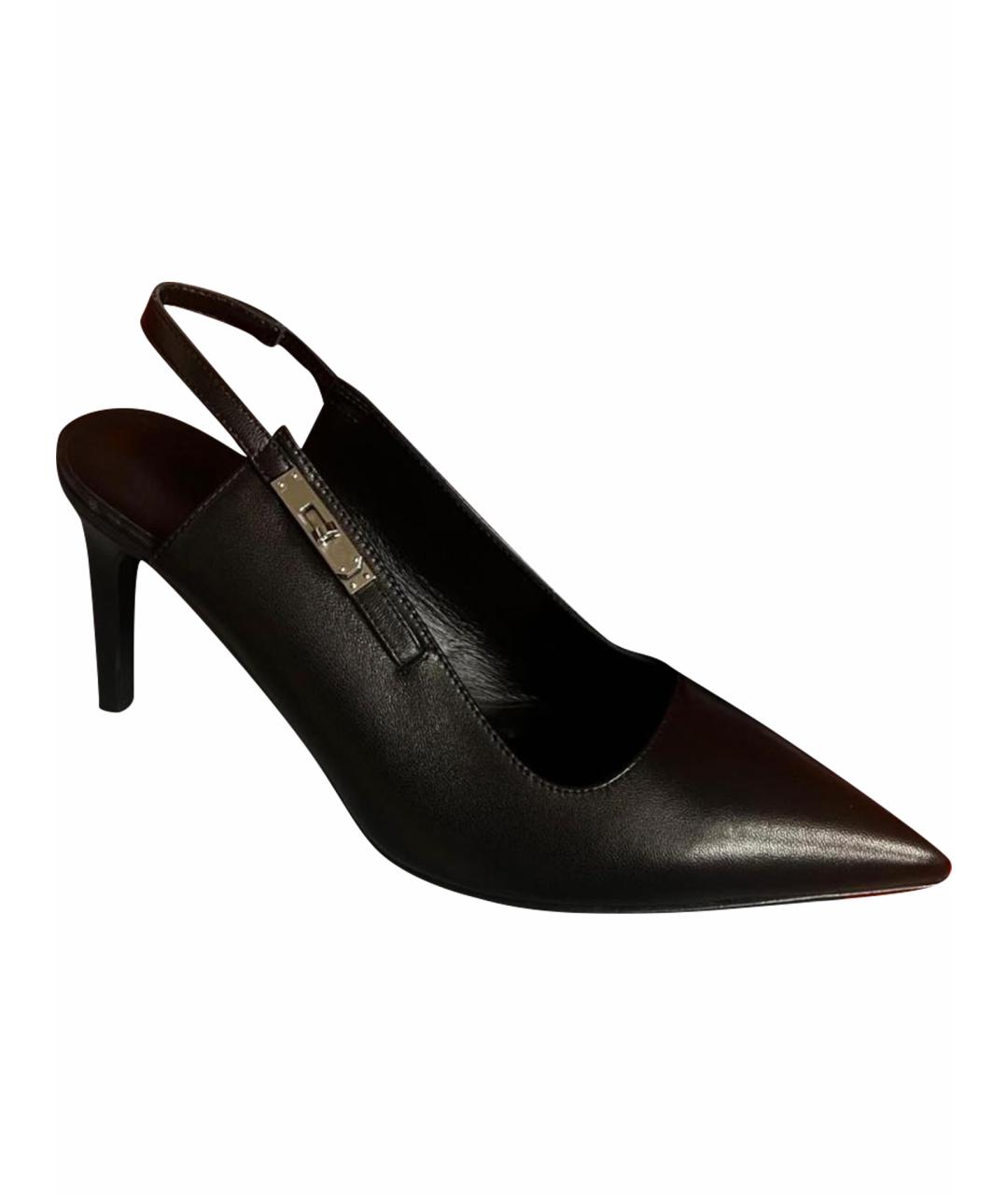 HERMES Черные кожаные туфли, фото 1