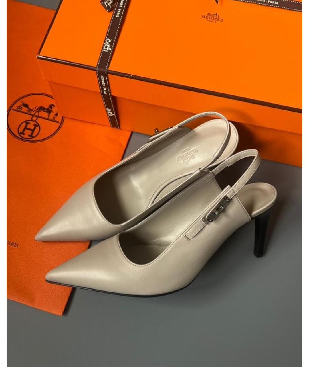 HERMES Бежевые кожаные туфли, фото 2