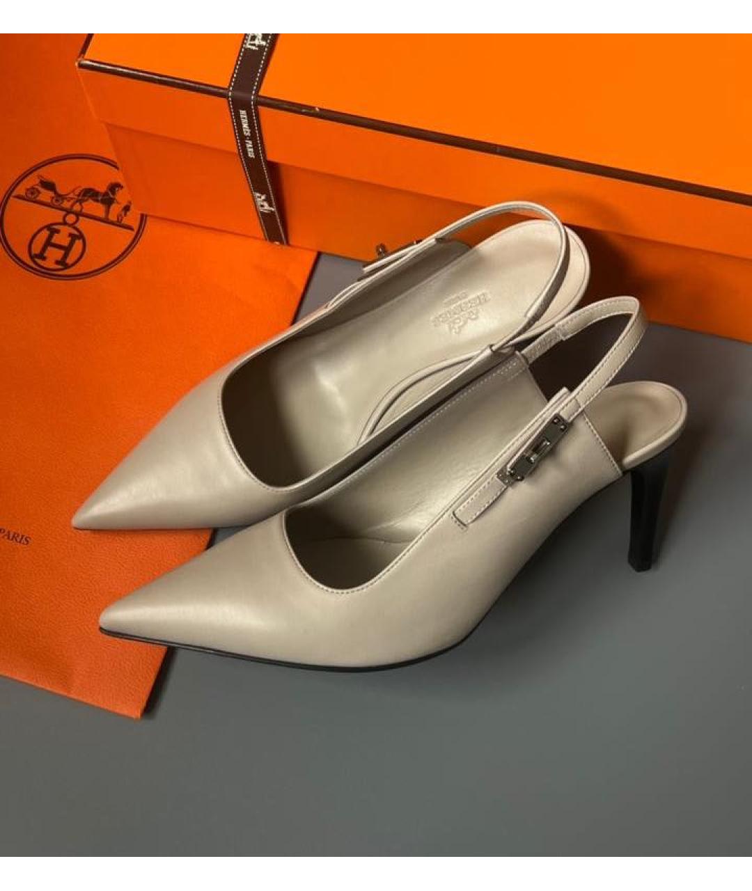 HERMES Бежевые кожаные туфли, фото 3
