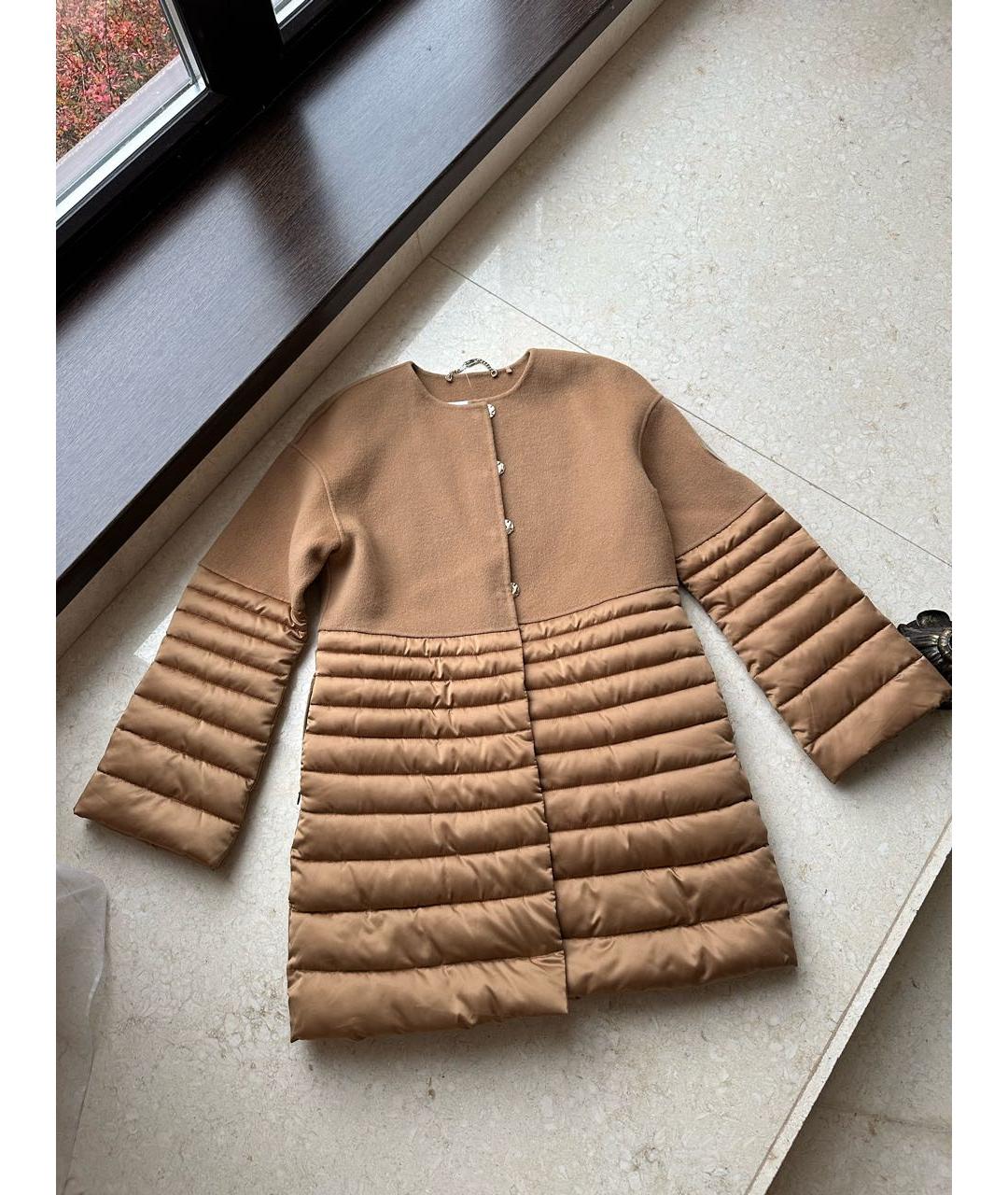 ELISABETTA FRANCHI Горчичное полиэстеровое пальто, фото 3