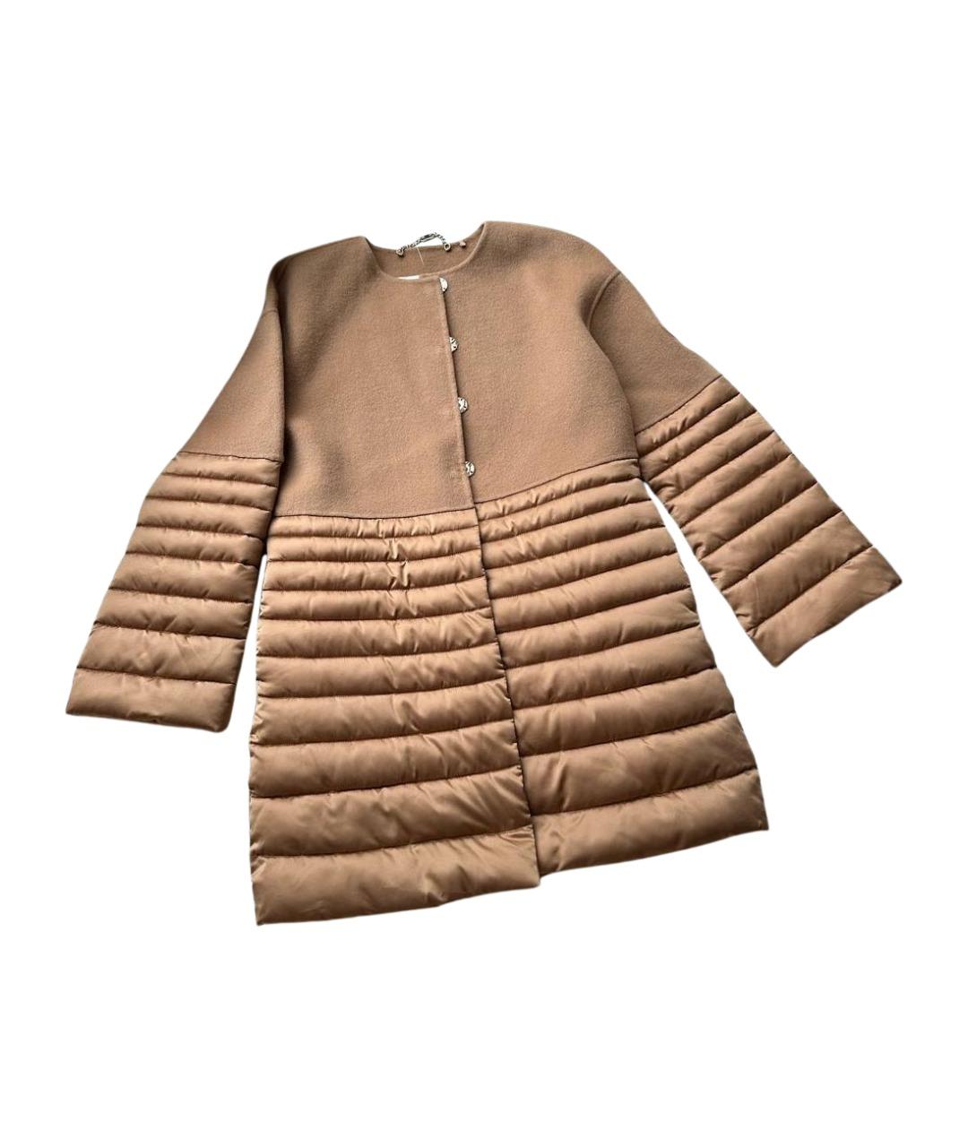 ELISABETTA FRANCHI Горчичное полиэстеровое пальто, фото 1