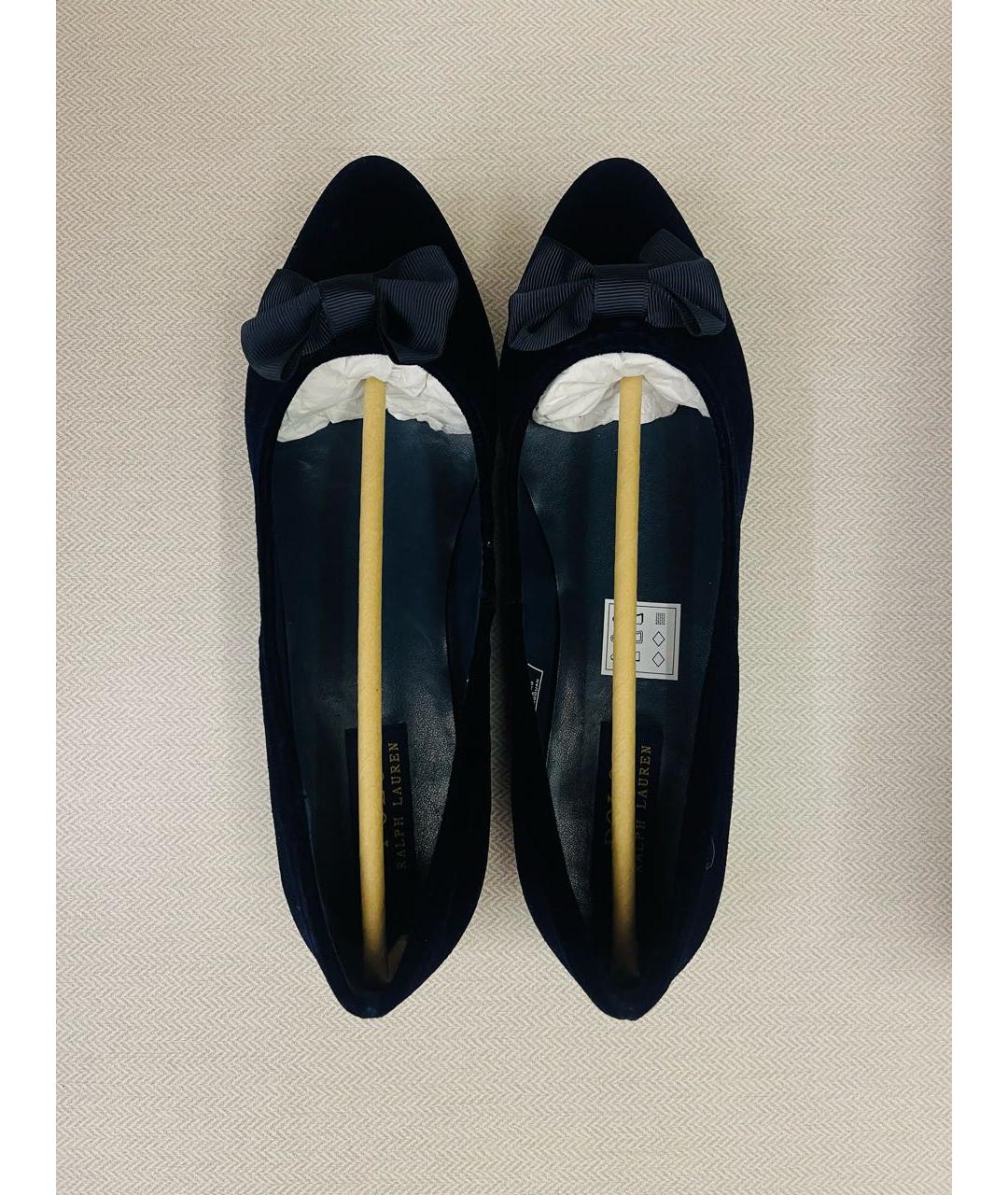POLO RALPH LAUREN Темно-синие бархатные балетки, фото 3
