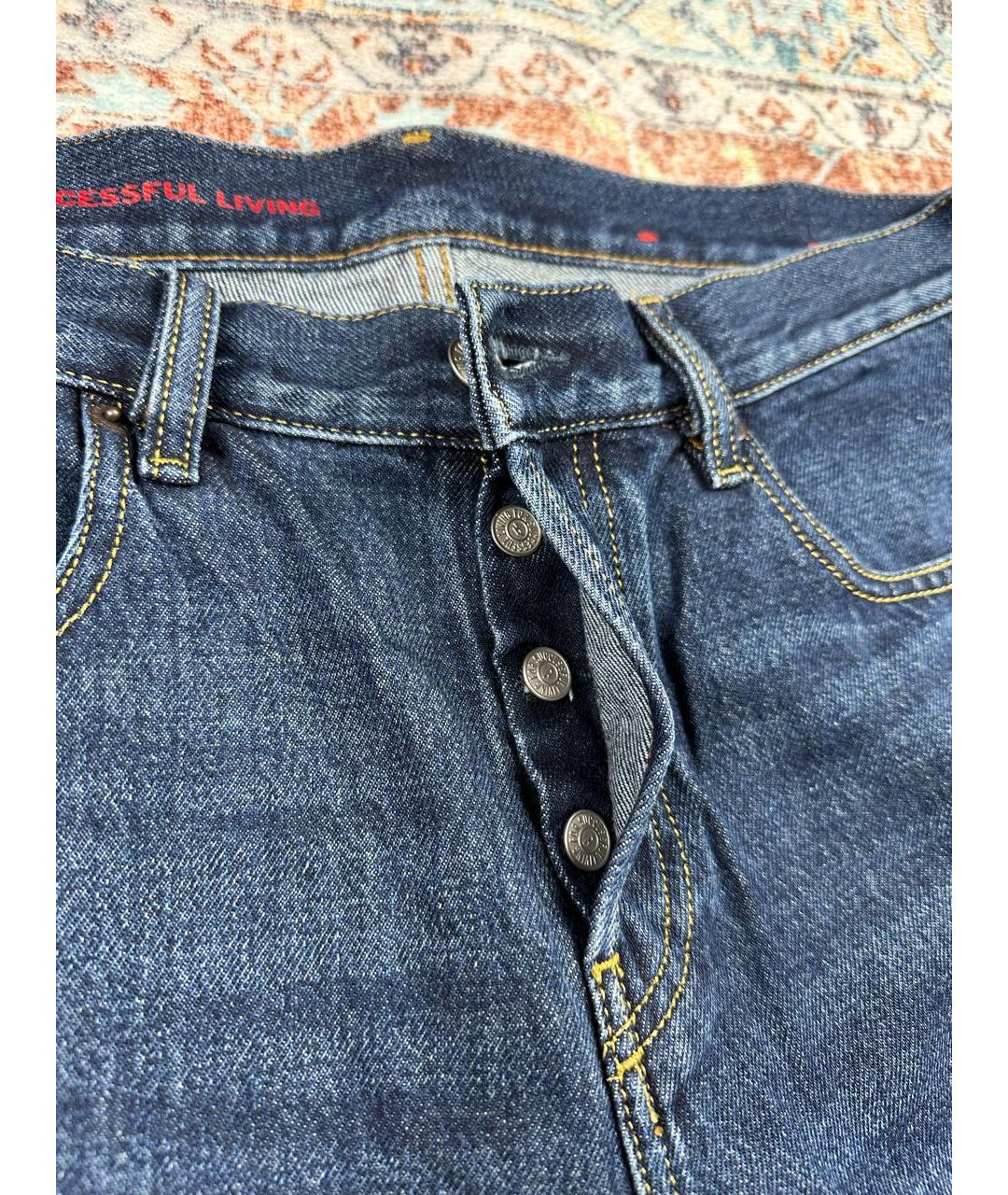 DIESEL Темно-синие хлопковые прямые джинсы, фото 3