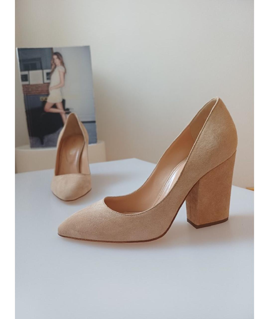 SERGIO ROSSI Бежевые замшевые туфли, фото 3