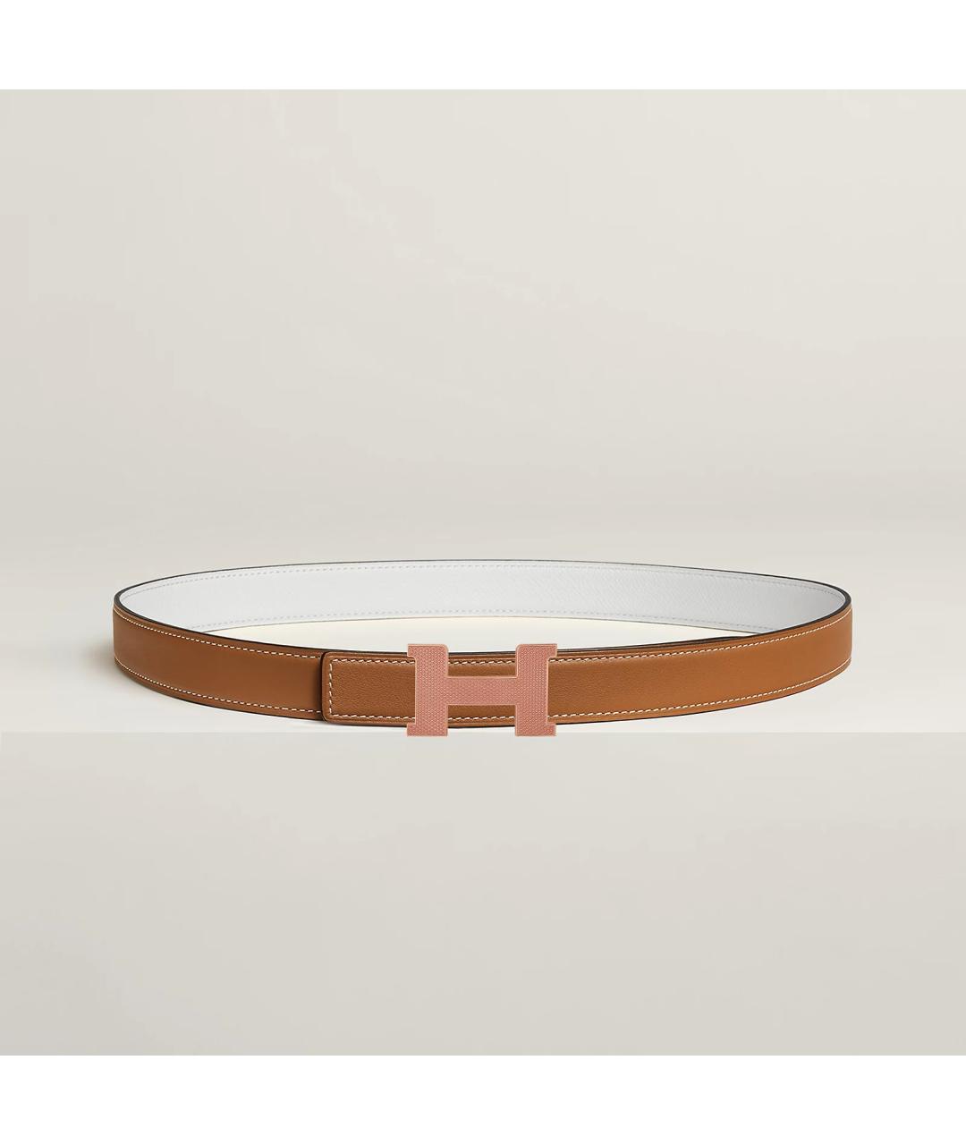 HERMES Золотой кожаный ремень, фото 3