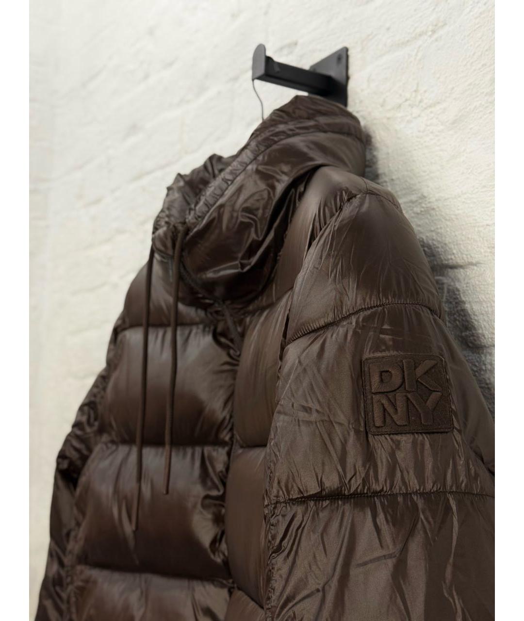 DKNY Коричневый полиэстеровый пуховик, фото 4