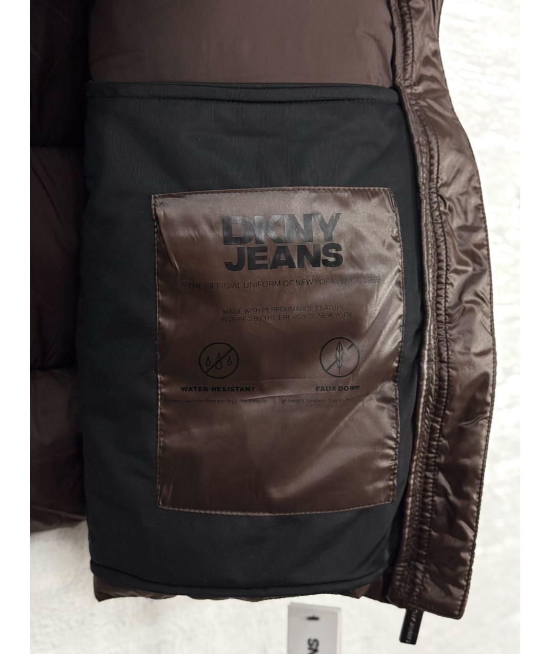DKNY Коричневый полиэстеровый пуховик, фото 8