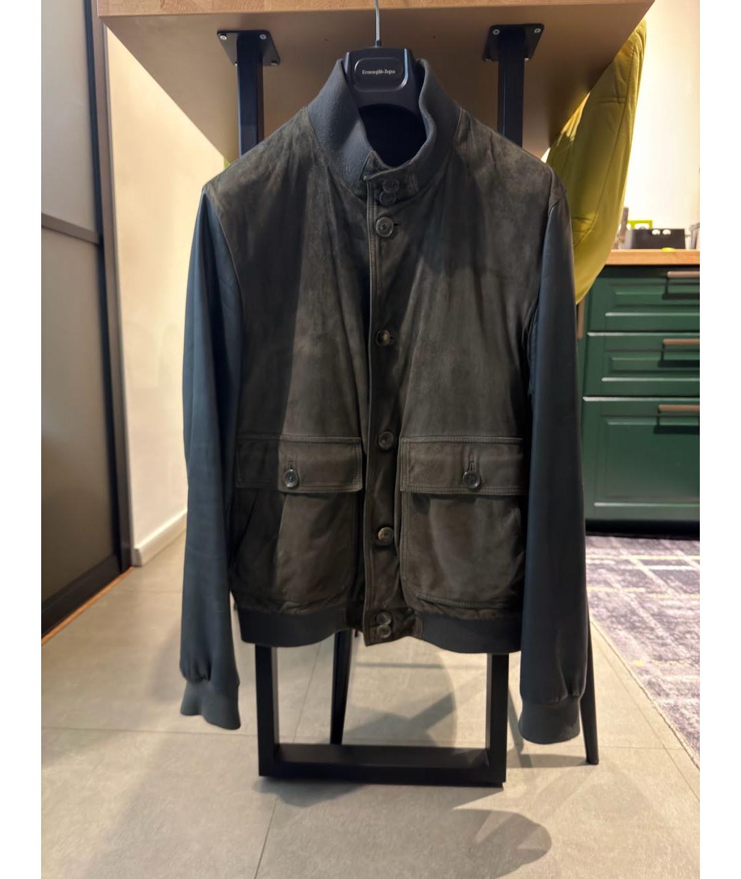 ZZEGNA Зеленая замшевая куртка, фото 8