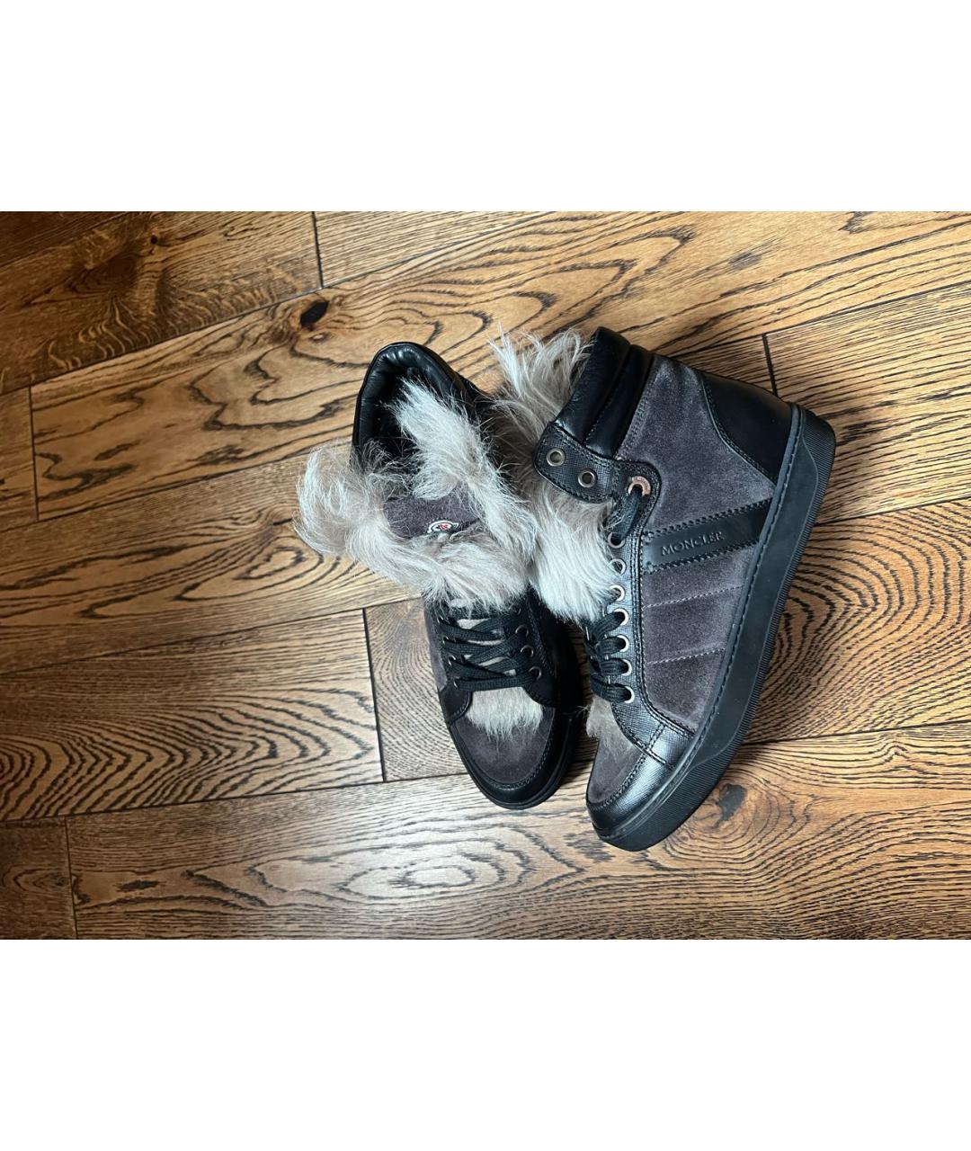 MONCLER Антрацитовые замшевые ботинки, фото 8