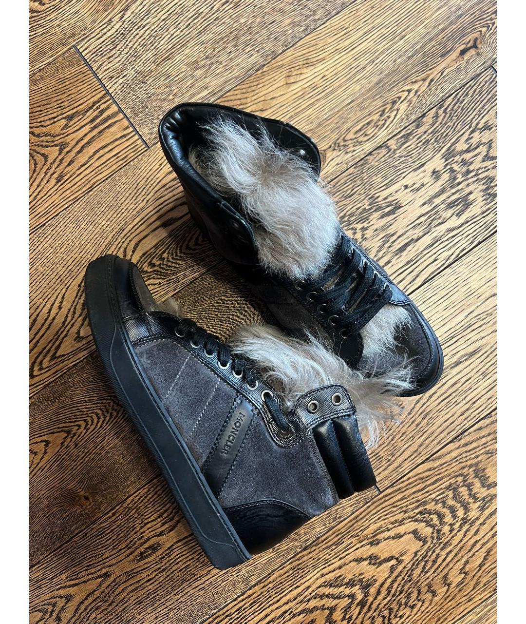 MONCLER Антрацитовые замшевые ботинки, фото 9