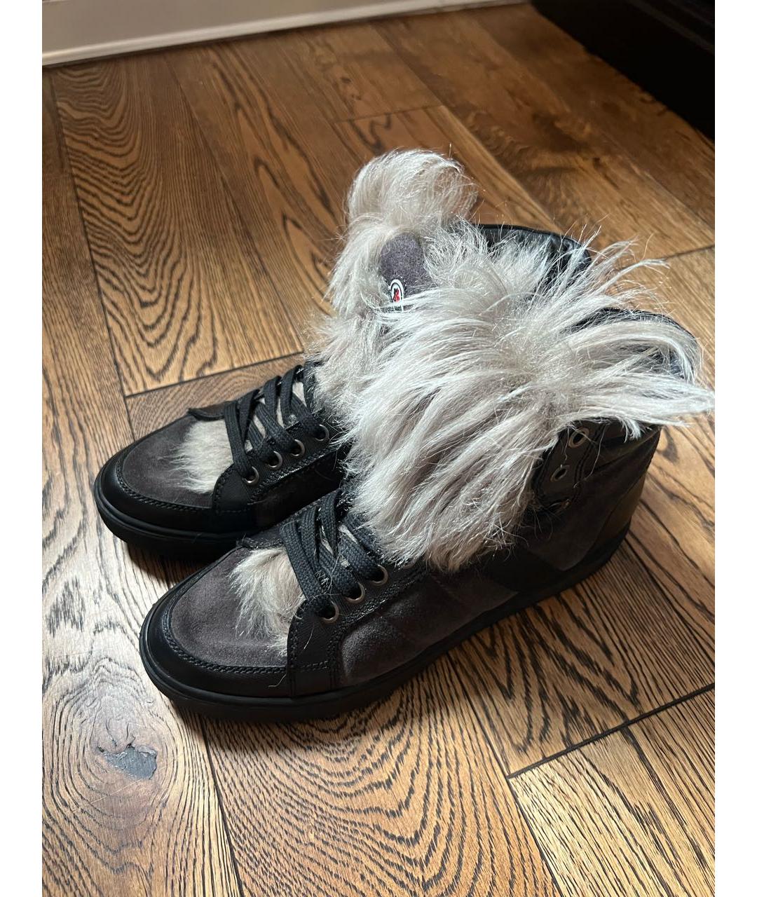 MONCLER Антрацитовые замшевые ботинки, фото 7