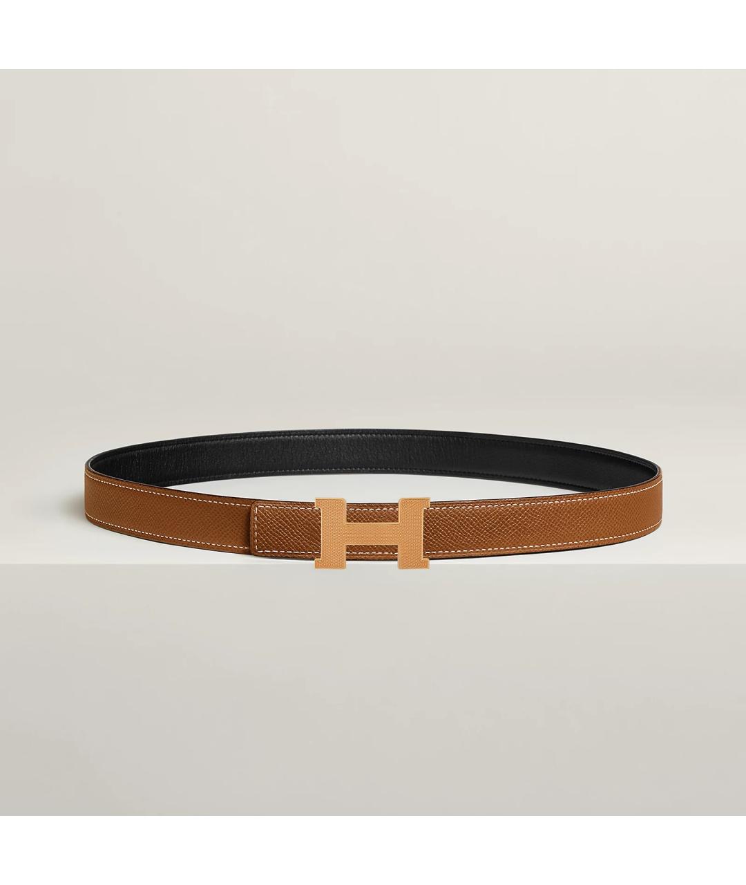 HERMES Золотой кожаный ремень, фото 3