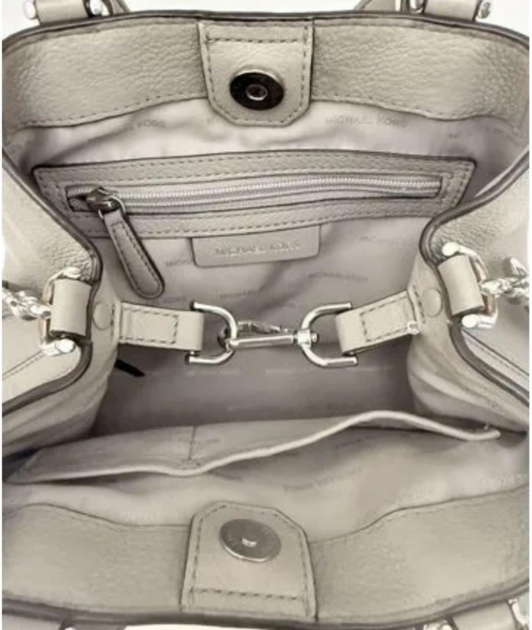 MICHAEL KORS Серая кожаная сумка с короткими ручками, фото 4