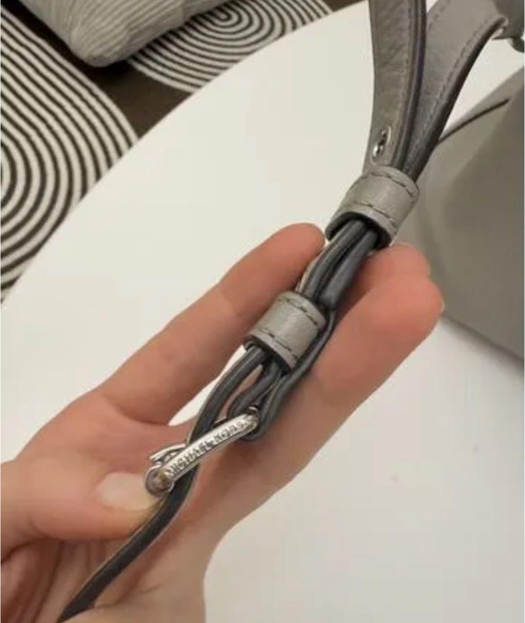 MICHAEL KORS Серая кожаная сумка с короткими ручками, фото 7