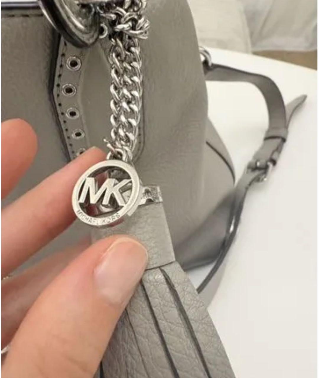 MICHAEL KORS Серая кожаная сумка с короткими ручками, фото 5