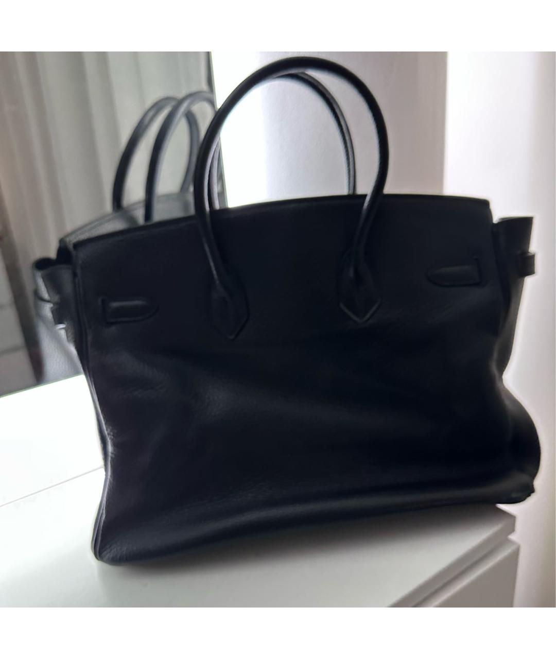HERMES Черная кожаная сумка с короткими ручками, фото 3