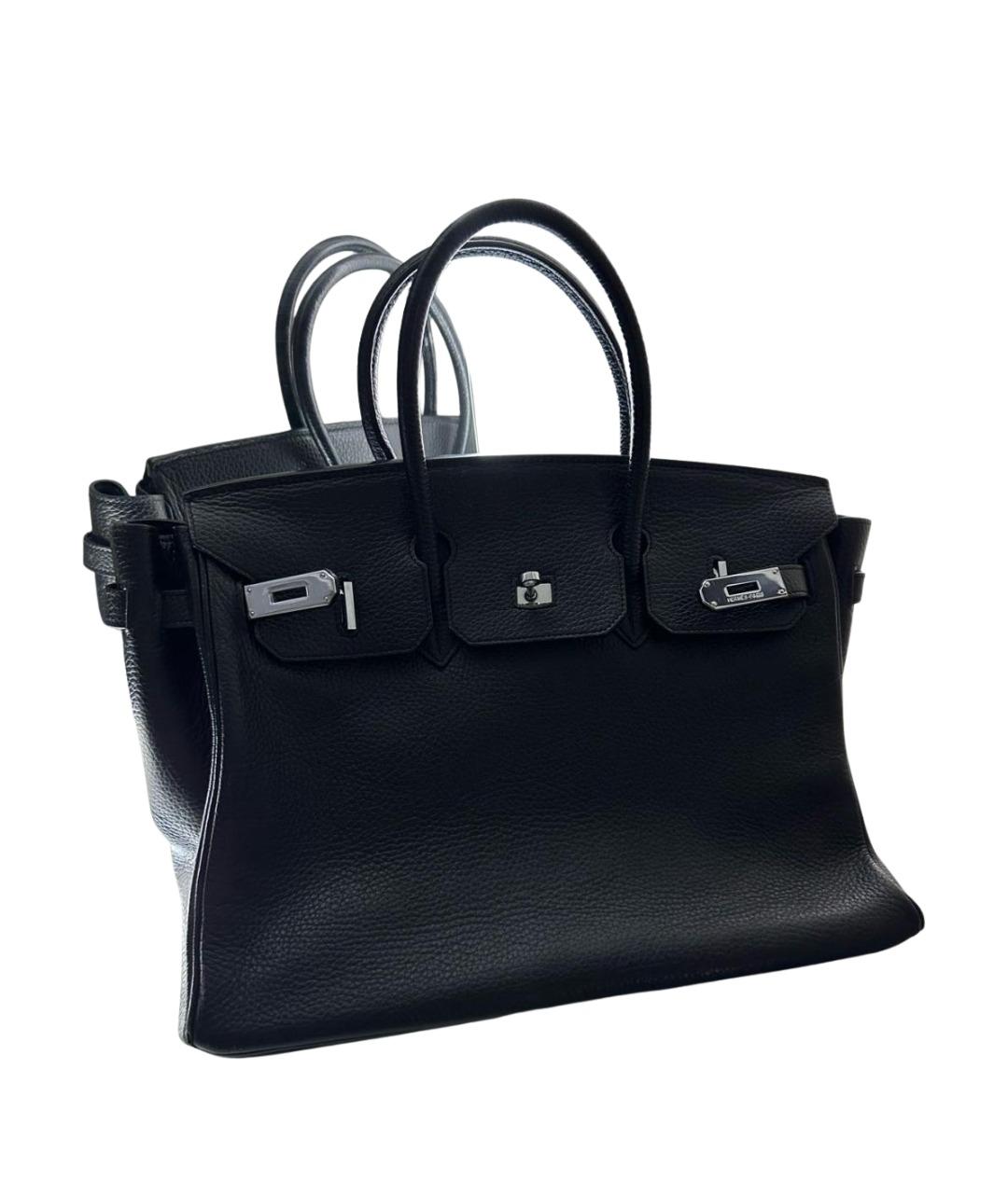 HERMES Черная кожаная сумка с короткими ручками, фото 9
